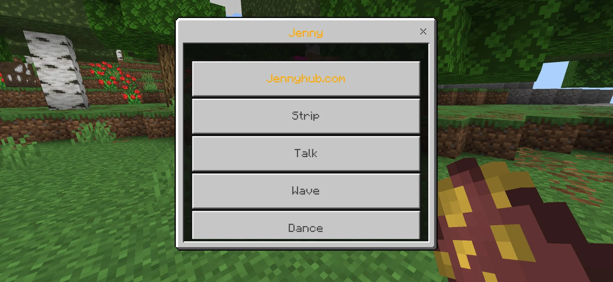 Jenny Mod PE interaction menu screenshot 1