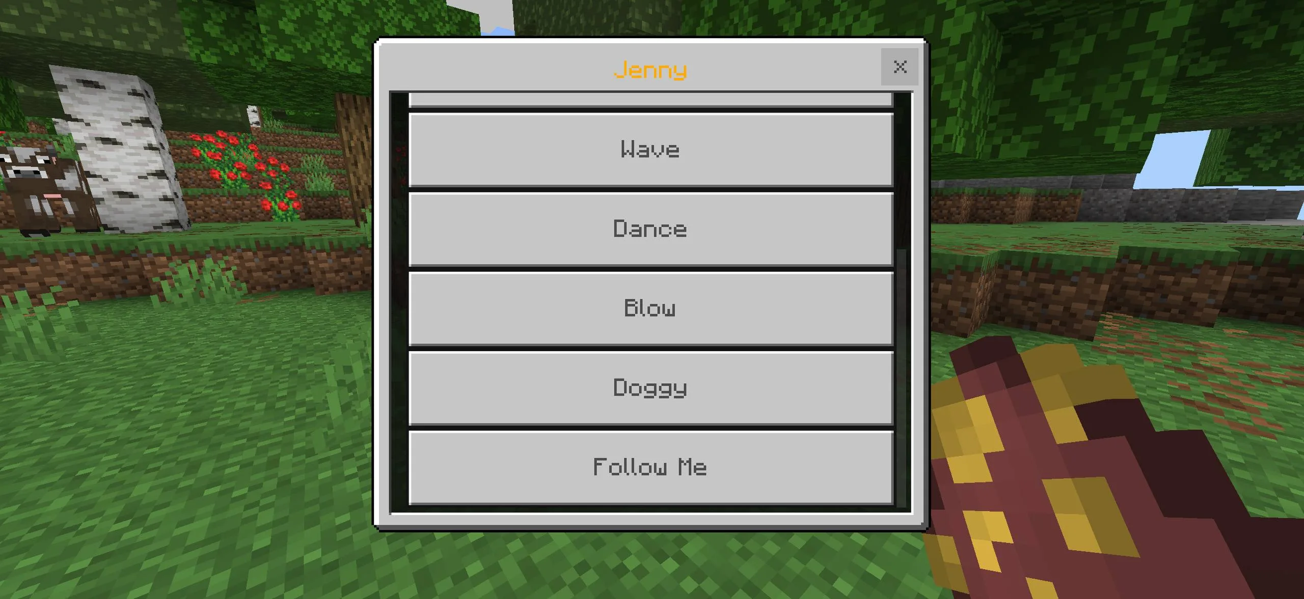 Jenny Mod PE interaction menu screenshot 2