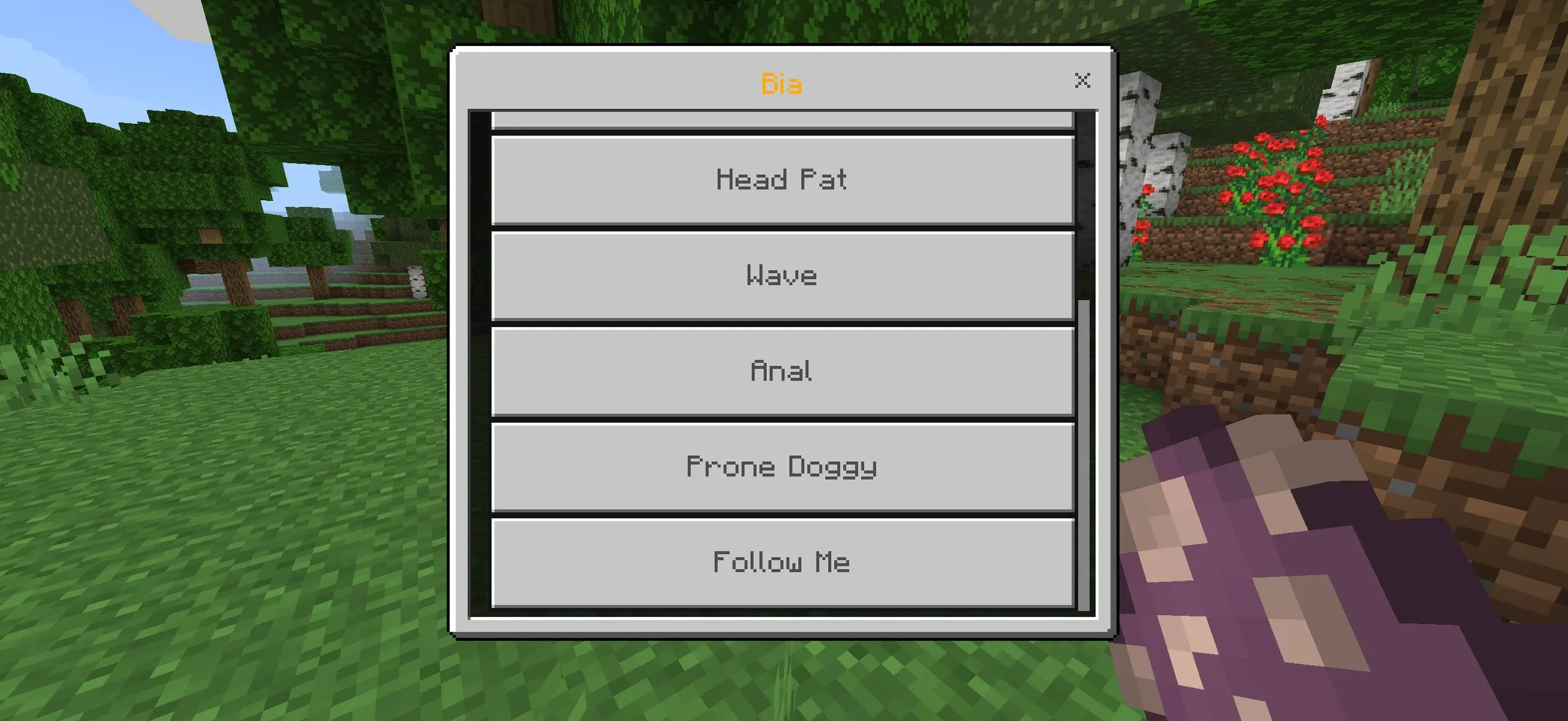 Bia Mod PE interaction menu screenshot 2