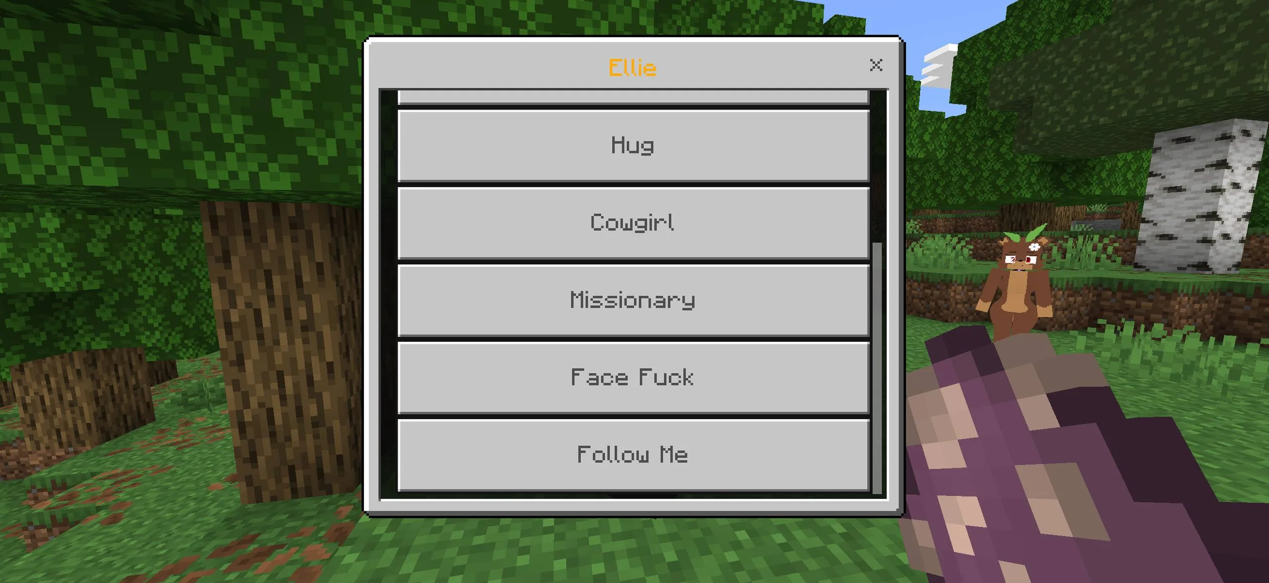 Ellie Mod PE interaction menu screenshot 2