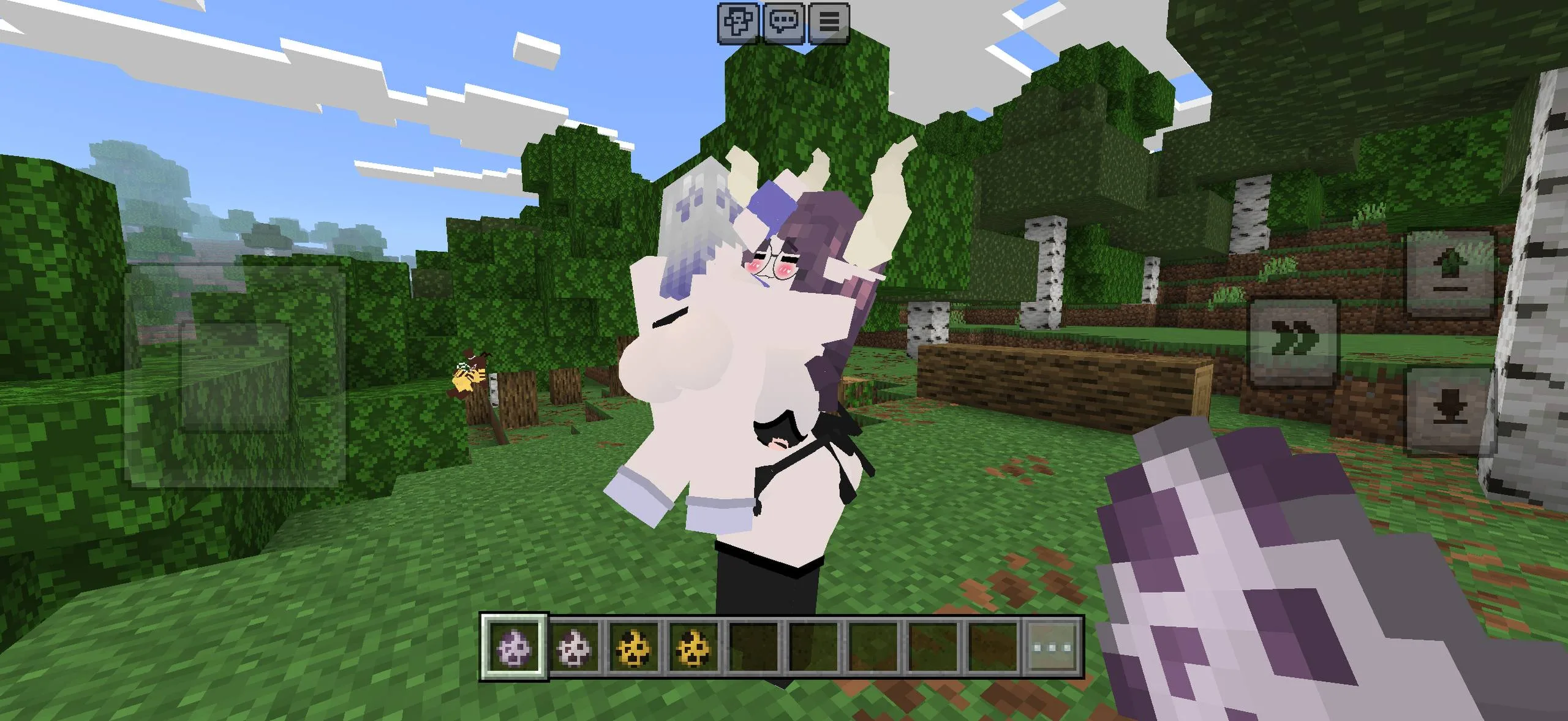 Manglelie and Galath together in Jenny Mod for Minecraft PE