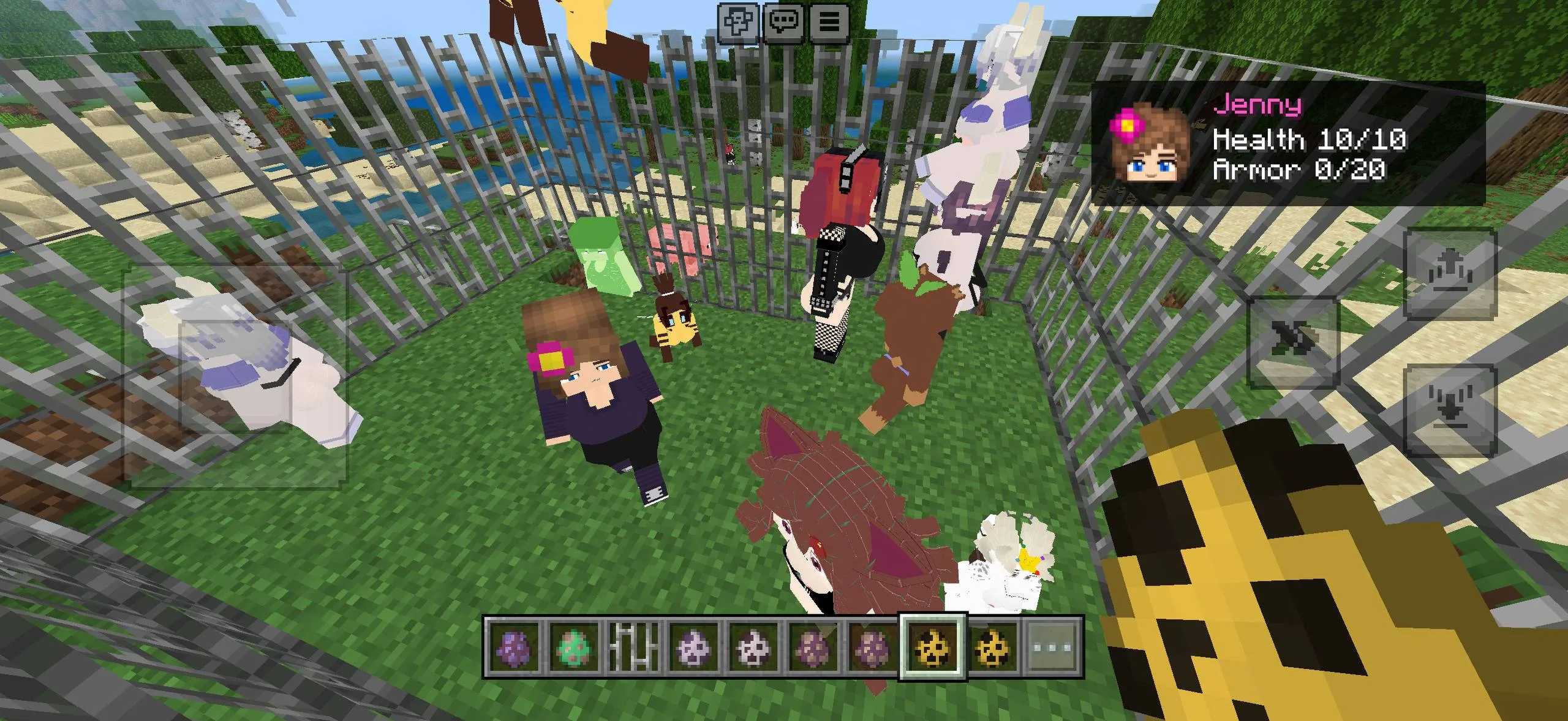 Jenny Mod v2.7.1 custom NPC character roster in Minecraft PE and Bedrock